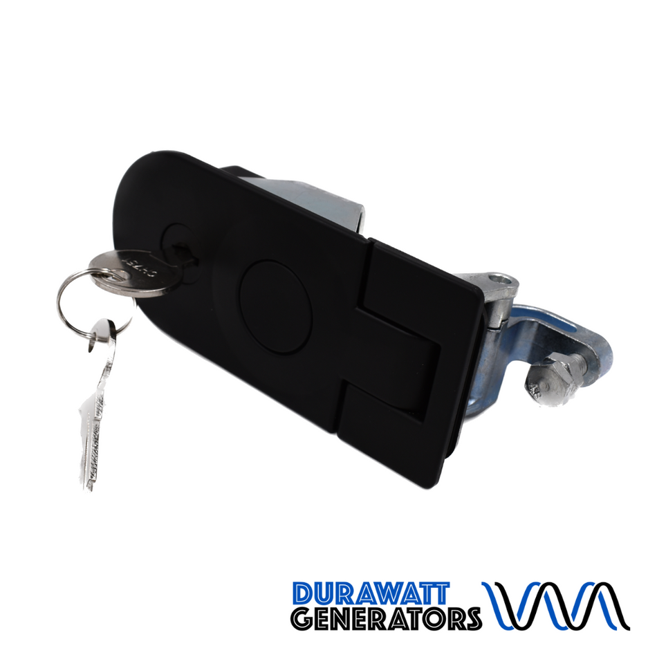 Black generator latch on white background